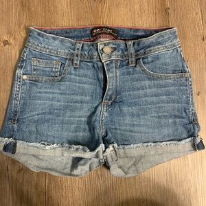 fran denim frayed shorts